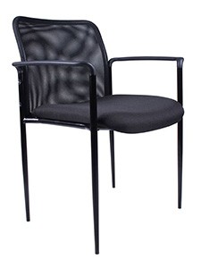 B6909 - Stackable Mesh Back Fabric Seat Guest Chair, Black