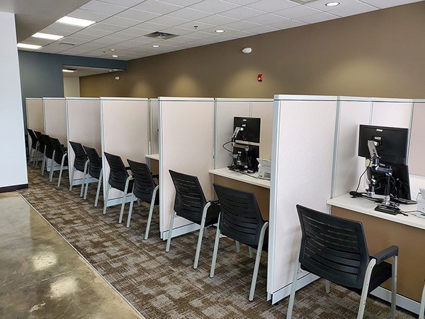 Office modulars against the wall