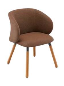 CVBEE36706TVNL126: Fixed Chair, Wooden Legs, Brown Vinyl Excellent