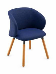 CVBEE36706TVNL127: Fixed Chair, Wooden Legs, Navy Blue Vinyl Excellent