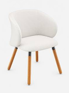 CVBEE36706TVNL131: Fixed Chair, Wooden Legs, White Vinyl