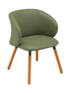 CVBEE36706TVNL191: Fixed Chair, Wooden Legs, Olive Green Vinyl