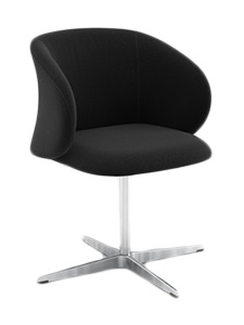 CVBEE36709Vnl132: Fixed Chair, Aluminum Frame, Black Vinyl Excellent