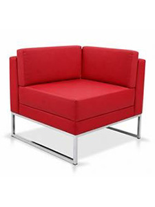 CVCON36205VNL130: Red Corner Sofa with Chrome Frame Excellent
