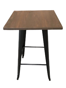 PM1425TWBK - Metal Table with Wooden Square Top Classic Style