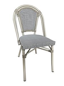 PM17005GY - French Bistro Chair, Curvy Back Wicker & Bamboo