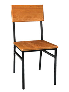 PM17WT: Industrial Metal Chair with Wood Back and Seat