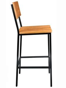 PM27WT - Industrial Steel Frame Stool with Wood Backrest